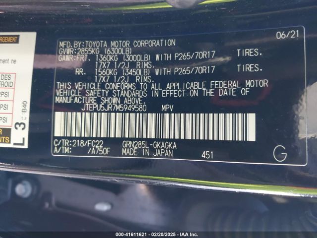 JTEPU5JR7M5949580 Toyota 4runner Trd Off Road