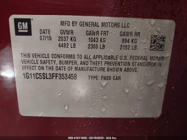 1G11C5SL3FF353458 Chevrolet MALIBU 1LT