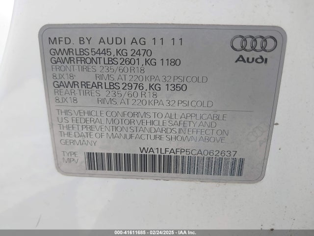 2012 AUDI Q5 WA1LFAFP5CA062637 Photo 8