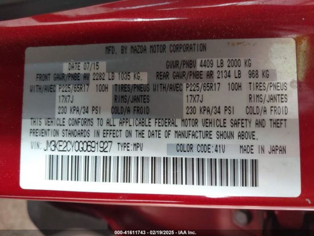 JM3KE2CY0G0691927 Mazda Cx-5 Touring