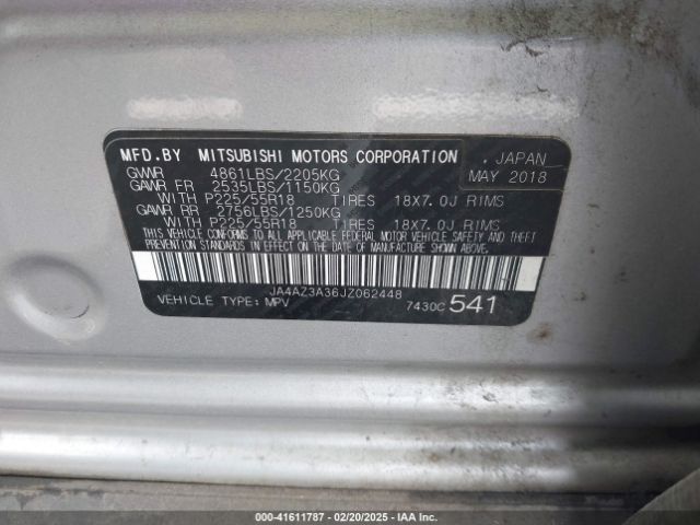 2018 MITSUBISHI OUTLANDER JA4AZ3A36JZ062448 Photo 8