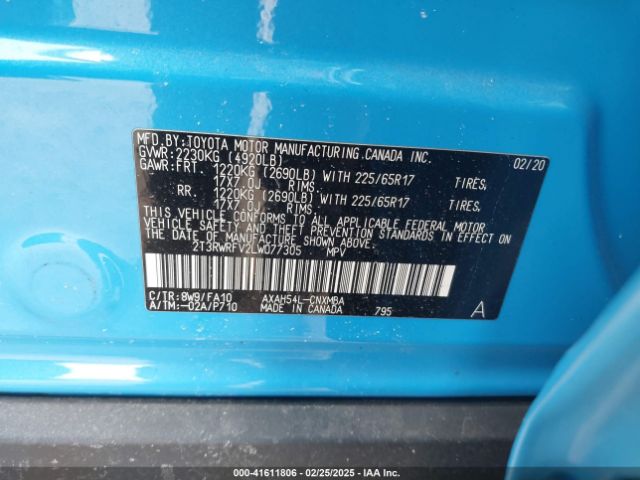 2T3RWRFV2LW077305 Toyota Rav4 Hybrid Xle