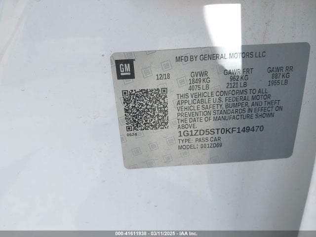 1G1ZD5ST0KF149470 Chevrolet MALIBU LT