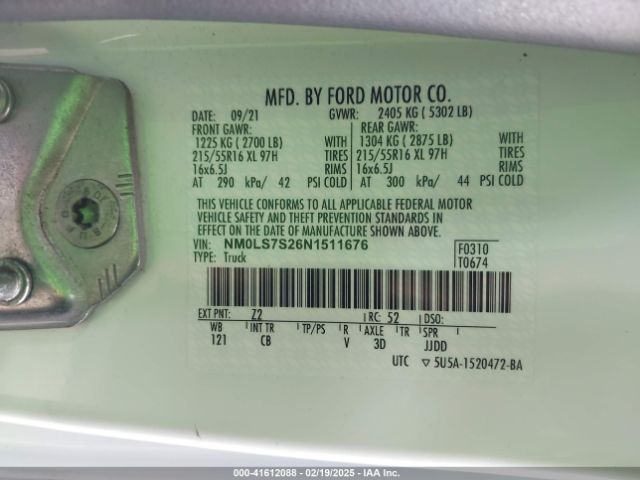 NM0LS7S26N1511676 Ford Transit Connect Xl Cargo Van