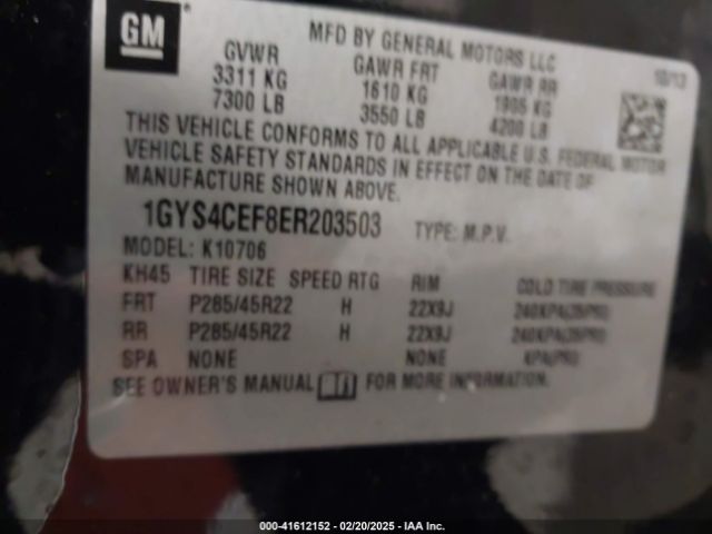1GYS4CEF8ER203503 Cadillac Escalade Premium