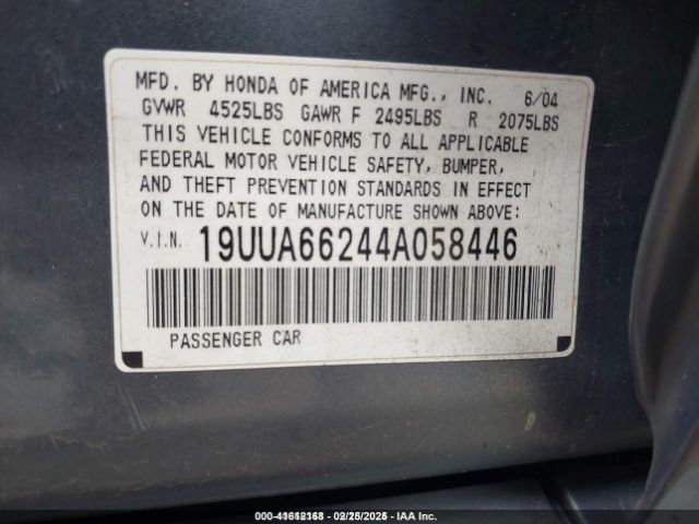 2004 ACURA TL 19UUA66244A058446 Photo 8