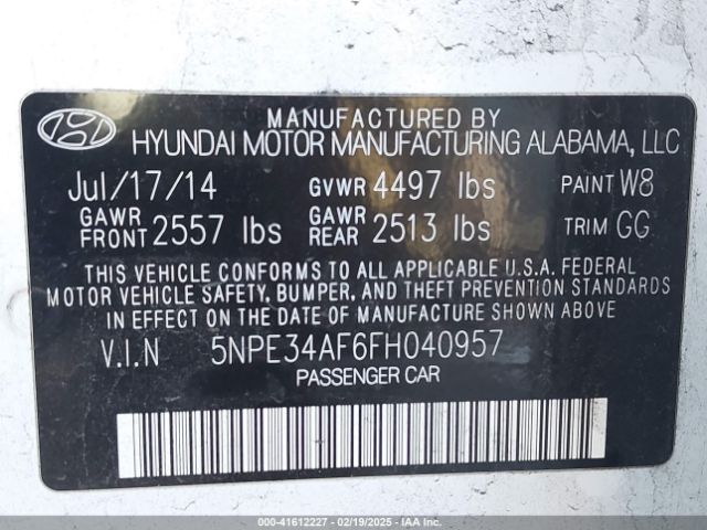 5NPE34AF6FH040957 Hyundai Sonata Limited