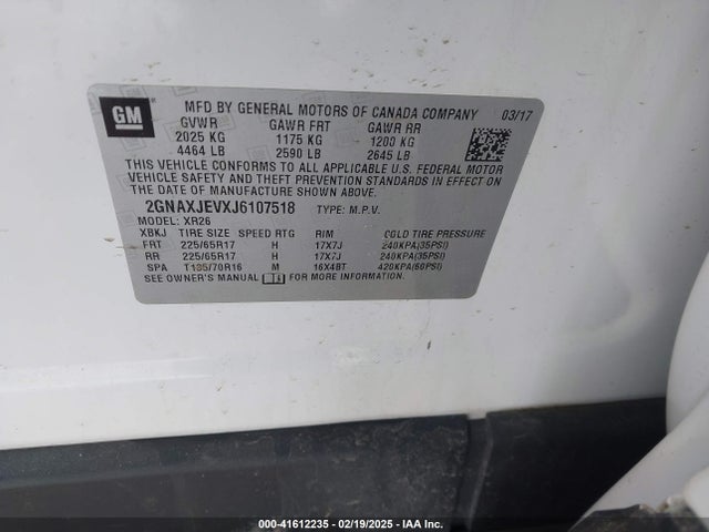 Chevrolet EQUINOX LT 2018 2GNAXJEVXJ6107518 Image 9