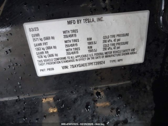 7SAYGAEE7PF739924 Tesla Model Y Awd/long Range Dual Motor All-wheel Drive