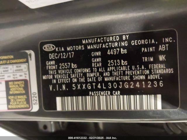 5XXGT4L30JG241236 KIA Optima S