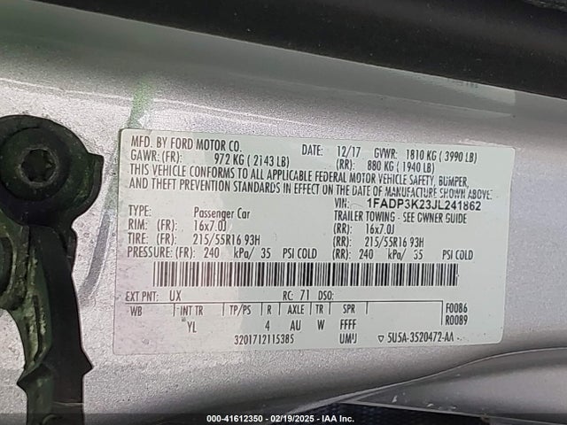 Ford FOCUS SE 2018 1FADP3K23JL241862 Image 9