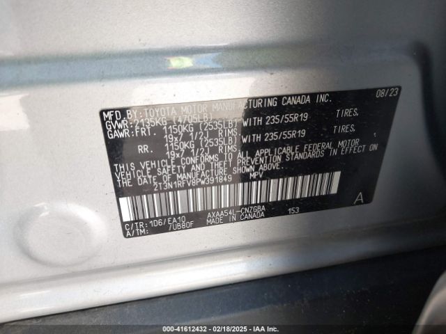 2T3N1RFV8PW391849 Toyota Rav4 Limited