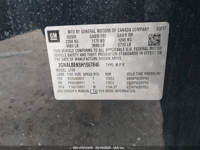 2GNALBEK6H1587846 Chevrolet EQUINOX LS