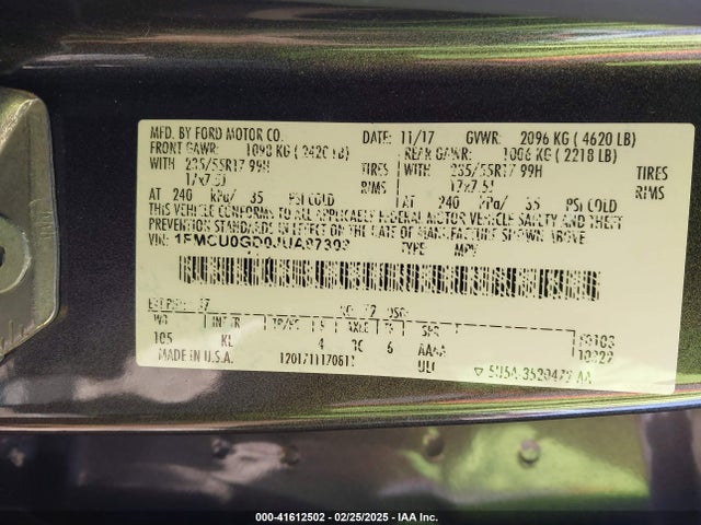 1FMCU0GD0JUA87303 Ford ESCAPE SE