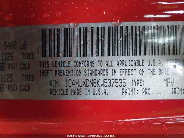 1C4HJXDN6KW537535 Jeep Wrangler Unlimited Sport S 4x4