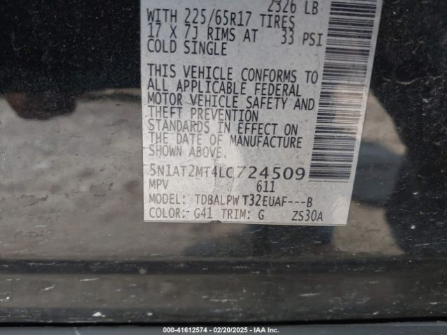 5N1AT2MT4LC724509 Nissan Rogue S Fwd