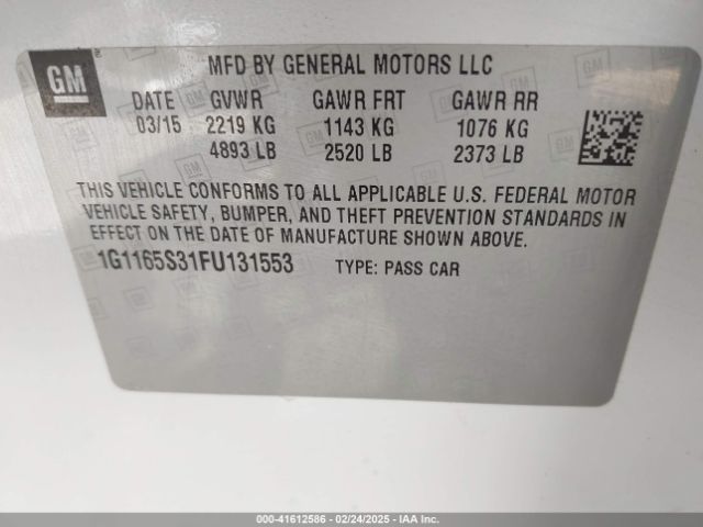 1G1165S31FU131553 Chevrolet IMPALA 2LZ