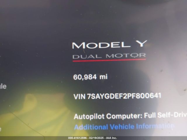 7SAYGDEF2PF800641 Tesla Model Y Performance Dual Motor All-wheel Drive