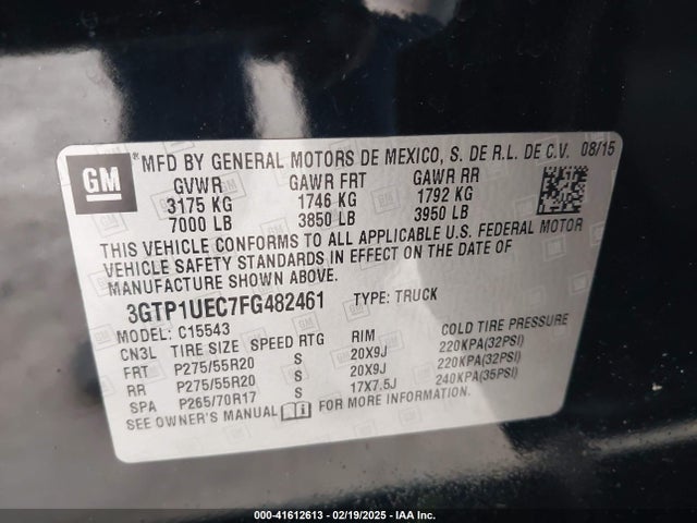 3GTP1UEC7FG482461 GMC Sierra 1500 Sle