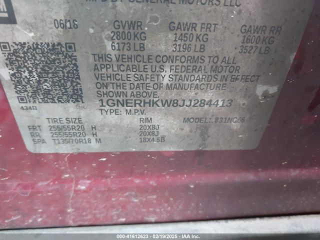 1GNERHKW8JJ284413 Chevrolet Traverse 3lt