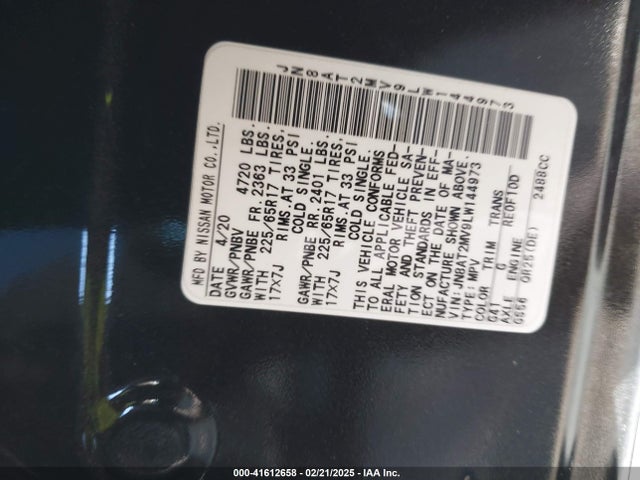 JN8AT2MV9LW144973 Nissan Rogue Sv Intelligent Awd