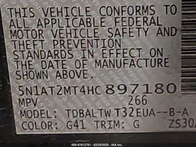 5N1AT2MT4HC897180 Nissan ROGUE SV