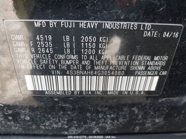 4S3BNAH64G3054080 Subaru Legacy 2.5i Premium