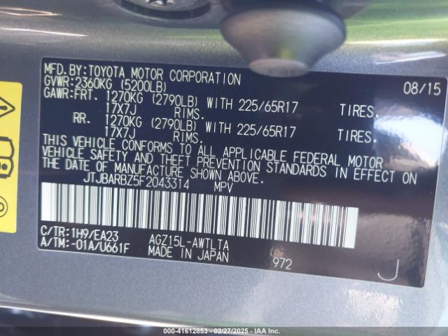 JTJBARBZ5F2043314 Lexus NX 200T