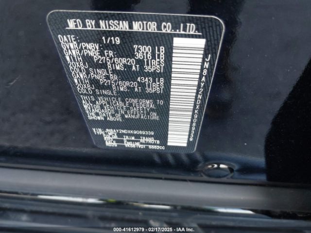 JN8AY2NDXK9089339 Nissan Armada Sl