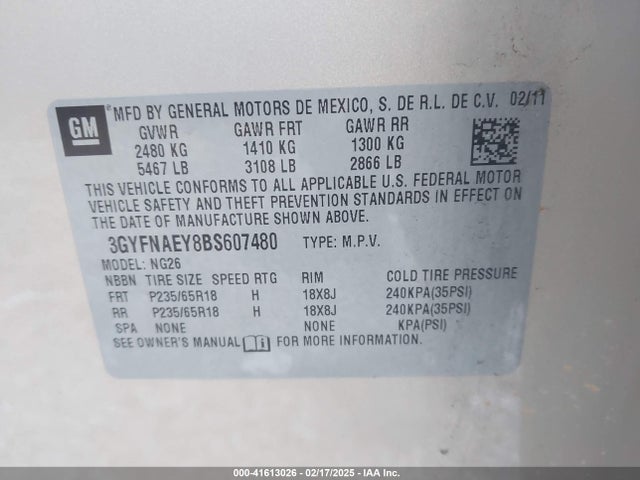 2011 CADILLAC SRX 3GYFNAEY8BS607480 Photo 8