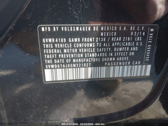 3VWD67AJ6GM321027 Volkswagen Jetta 1.4t Se