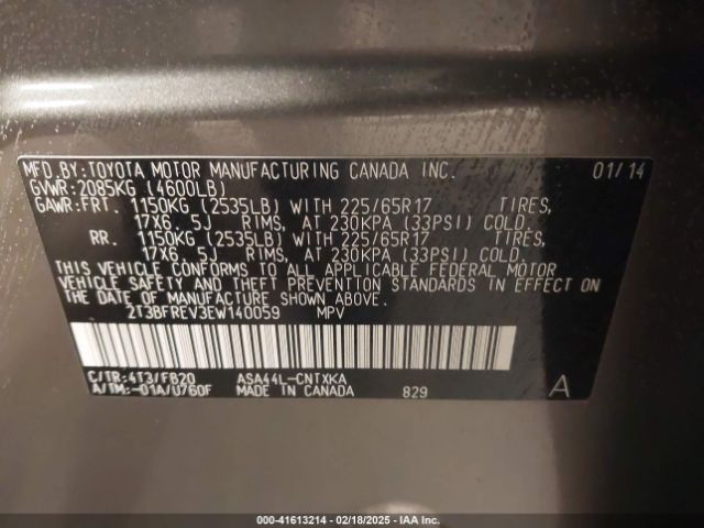 2T3BFREV3EW140059 Toyota RAV4 LE