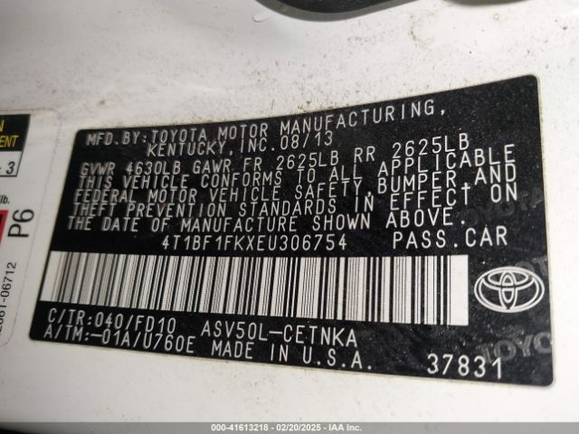 4T1BF1FKXEU306754 Toyota CAMRY LE