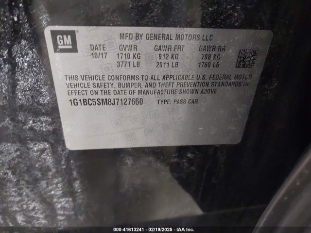 1G1BC5SM8J7127660 Chevrolet Cruze Ls Auto