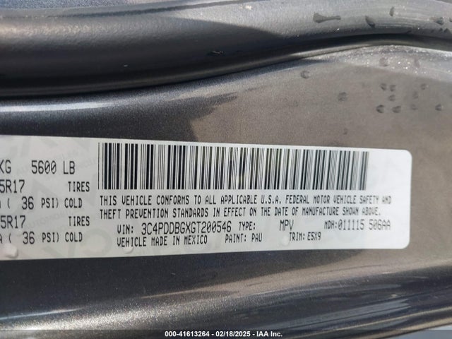 3C4PDDBGXGT200546 Dodge Journey Sxt