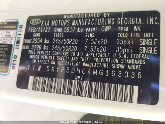 5XYP5DHC4MG163336 KIA Telluride Sx