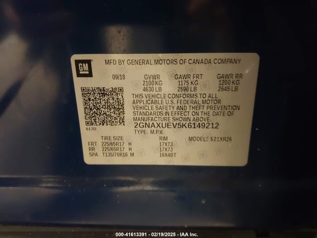 Chevrolet EQUINOX LT 2019 2GNAXUEV5K6149212 Image 9