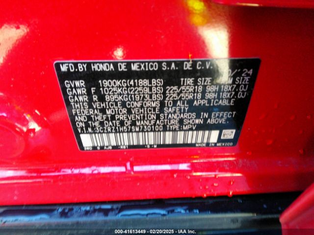 3CZRZ1H57SM730100 Honda Hr-v 2wd Sport