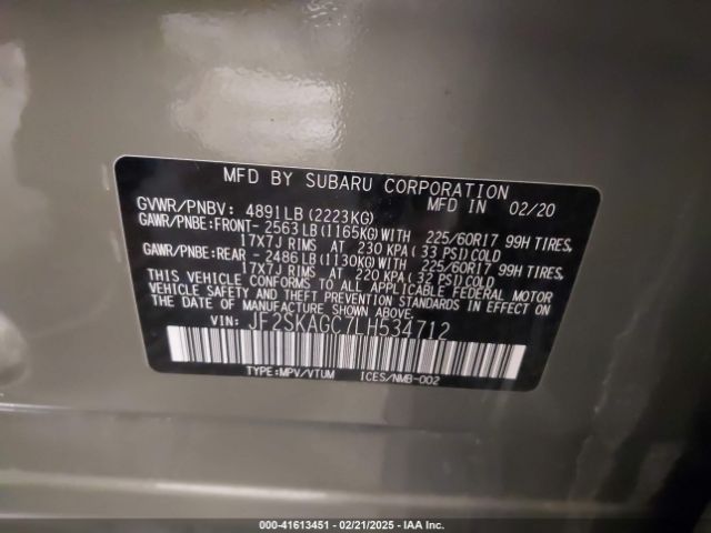 JF2SKAGC7LH534712 Subaru Forester Premium