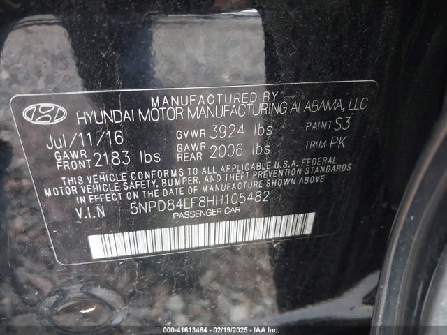 5NPD84LF8HH105482 Hyundai ELANTRA SE