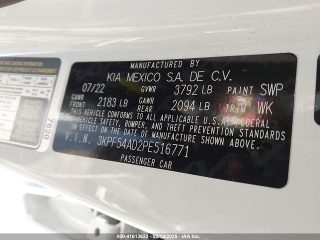 3KPF54AD2PE516771 KIA mpi nu