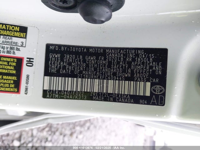 Toyota Corolla S Plus 2015 2T1BURHEXFC409445 Image 9