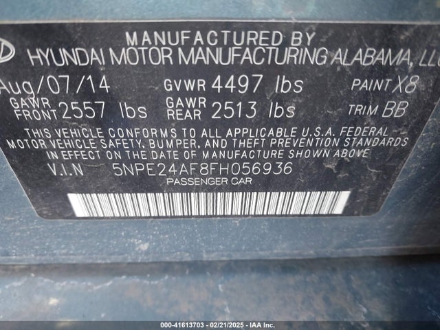 5NPE24AF8FH056936 Hyundai SONATA SE