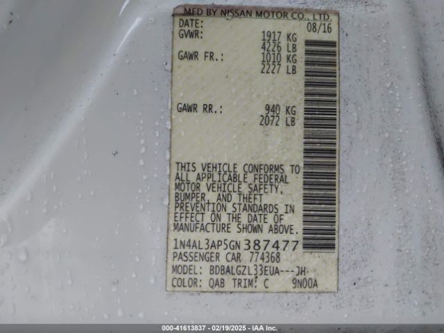 1N4AL3AP5GN387477 Nissan Altima 2.5 S