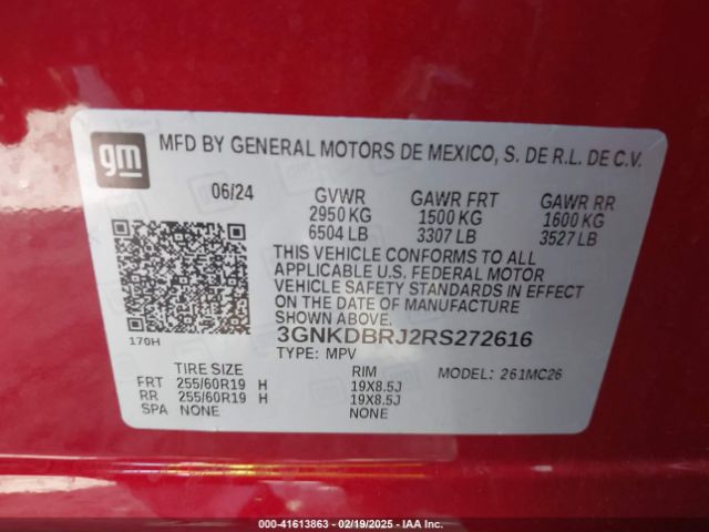 3GNKDBRJ2RS272616 Chevrolet Blazer Ev Eawd 2lt