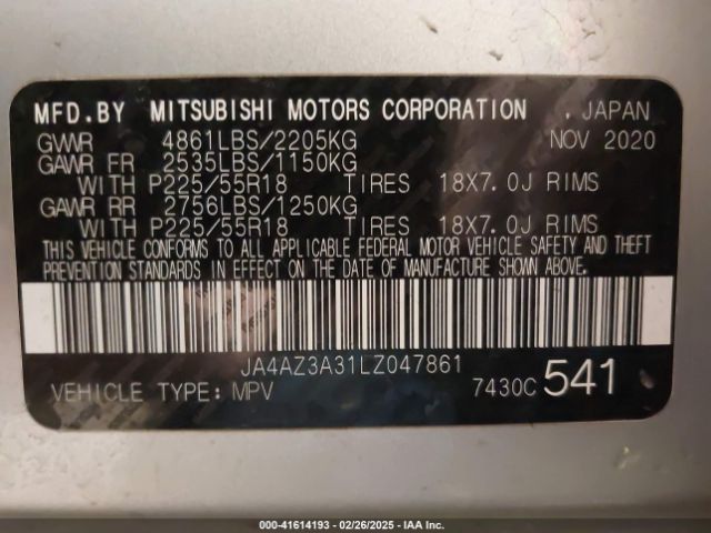 2020 MITSUBISHI OUTLANDER JA4AZ3A31LZ047861 Photo 8