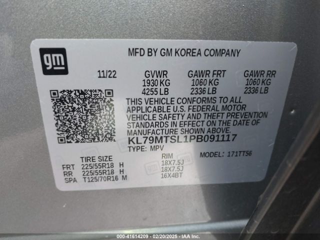 KL79MTSL1PB091117 Chevrolet Trailblazer Fwd Rs