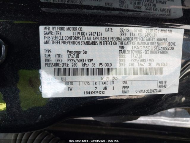 1FADP5CU5FL109236 Ford C-max Energi Sel