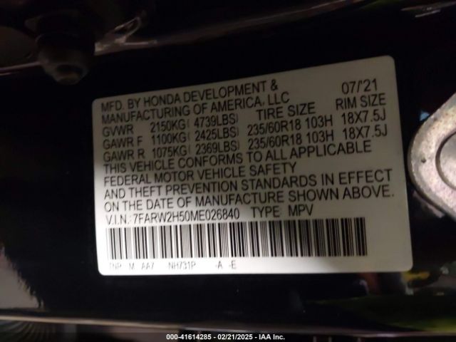 7FARW2H50ME026840 Honda Cr-v Awd Ex