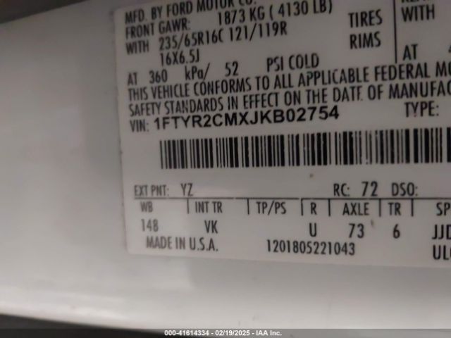 1FTYR2CMXJKB02754 Ford Transit-250